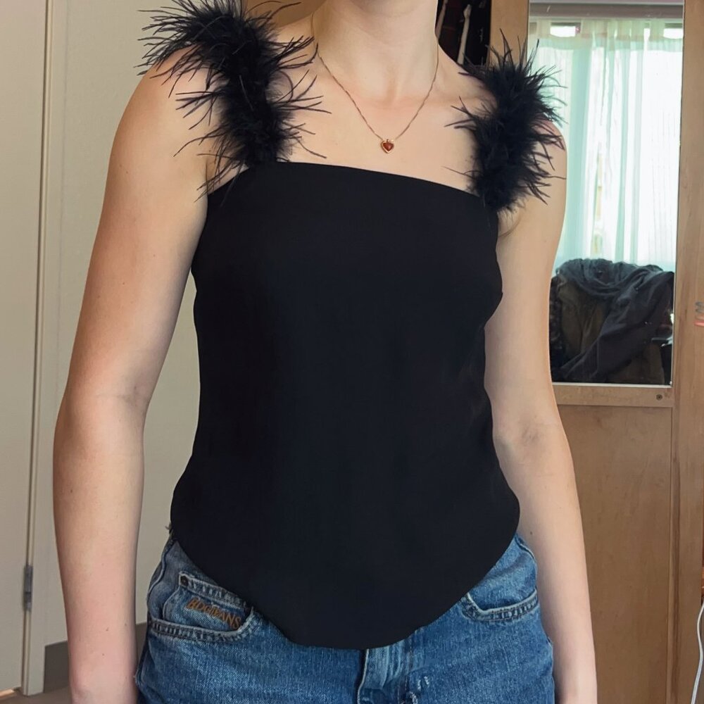 Staud feather strap tank top, size XS